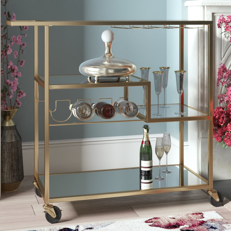 Bar cart with stemware rack new arrivals